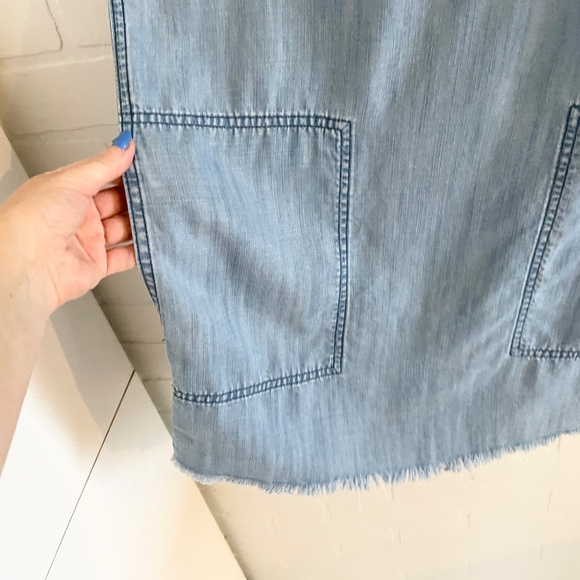 Aritzia Wilfred Free Mini Dress Nori Denim Chambray Light Wash Boxy XS - Picture 7 of 13
